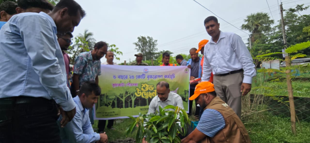 কুয়াকাটায় প্রধানমন্ত্রী ঘোষিত বৃক্ষরোপণ কর্মসূচির উদ্বোধন করলেন জেলা প্রশাসক।